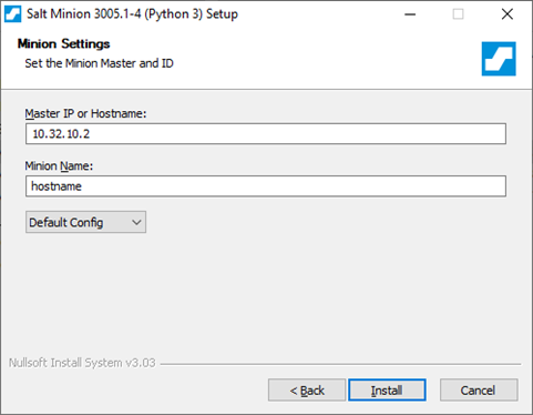 Рисунок 17 – Окно установки параметров службы salt-minion
